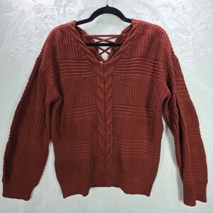 No Boundaries Women's V-Neck Rust Sweater Size Large